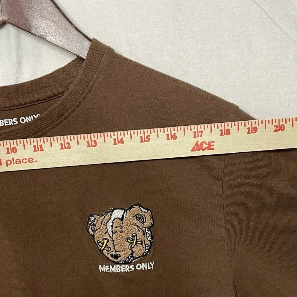 Members Only Teddy Bear Graphic T Shirt‎ Mens Large Brown Streetwear Y2K Cotton